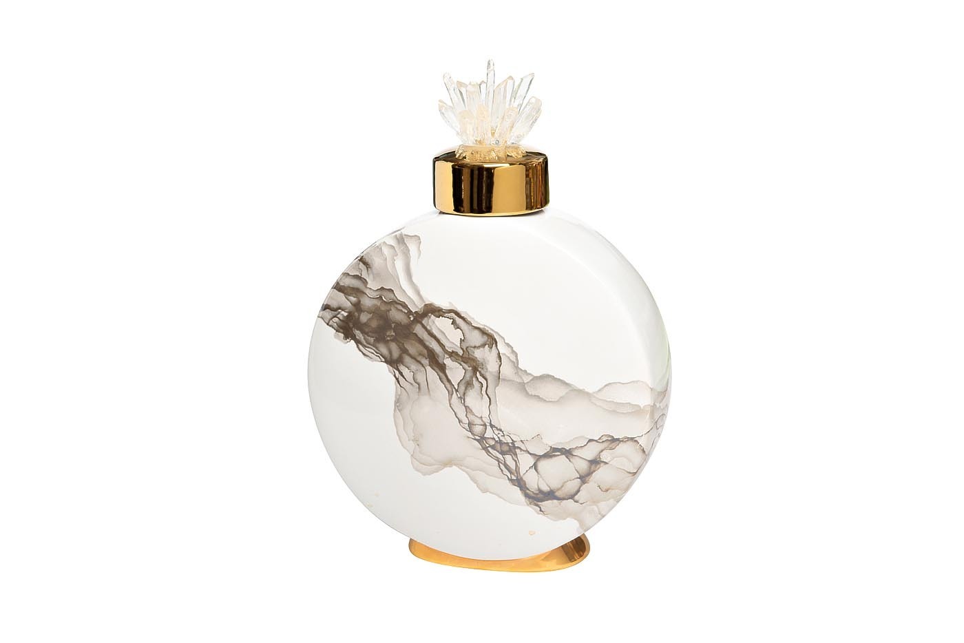 Ваза керамическая с крышкой белая (серый декор) Garda Decor 55RD4283S