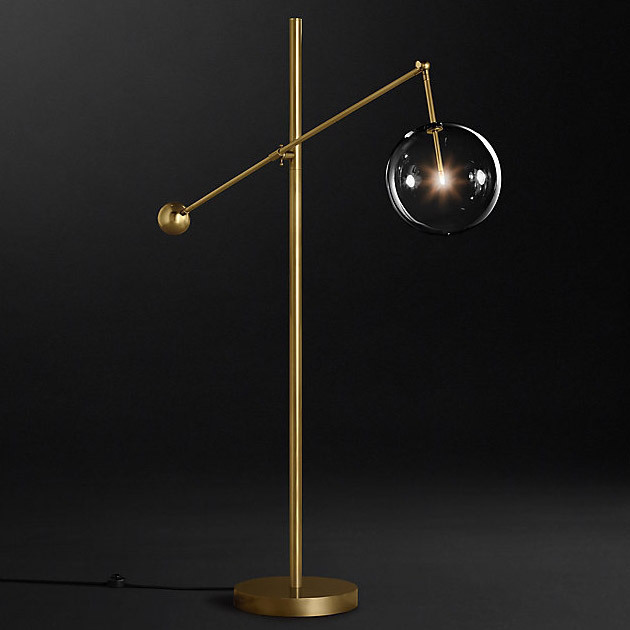 Напольный светильник Restoration Hardware Glass Globe Mobile Lever Lacquered Burnished Brass