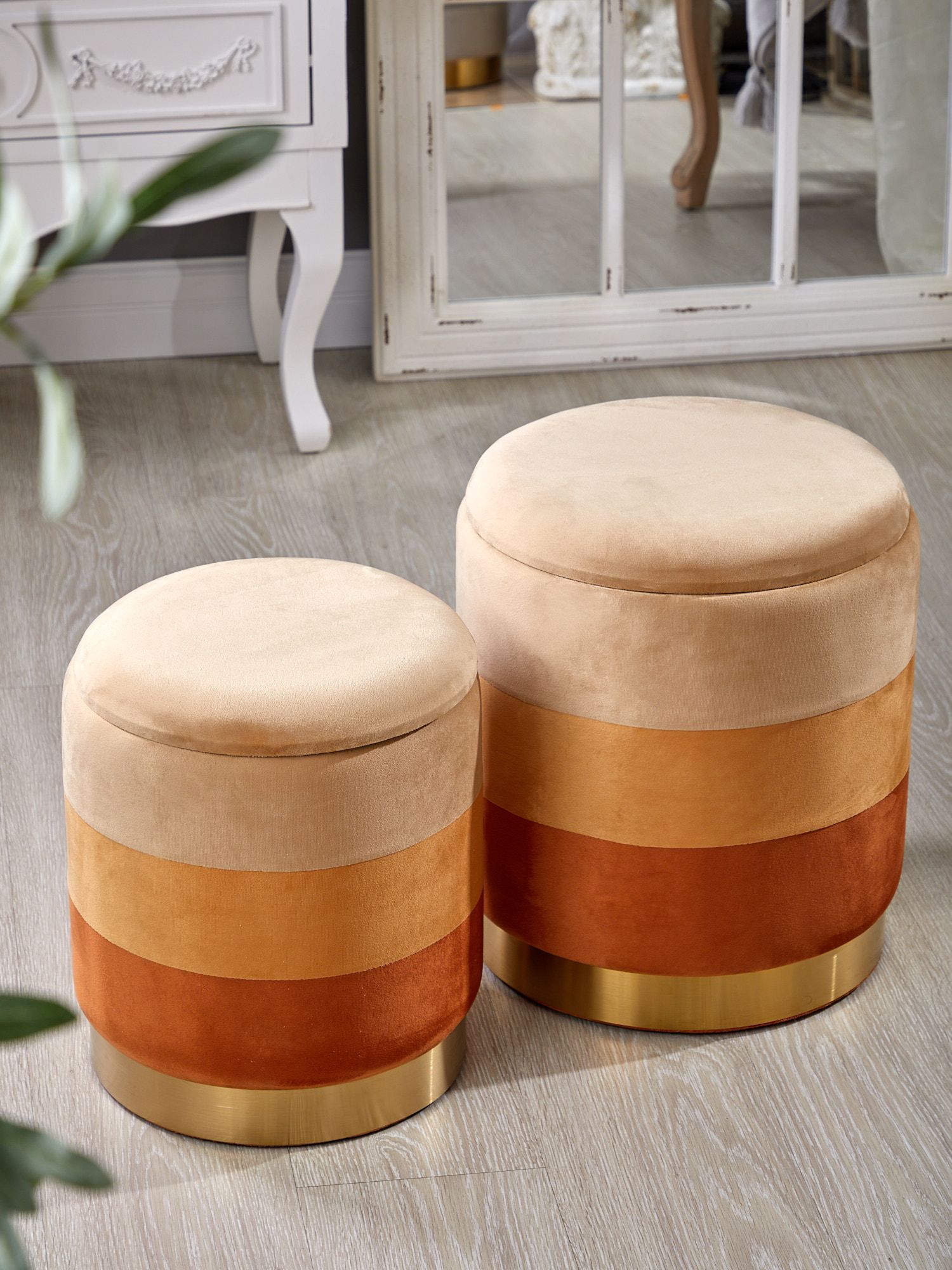 Пуфы с крышкой, набор Glasar 49-332/BM