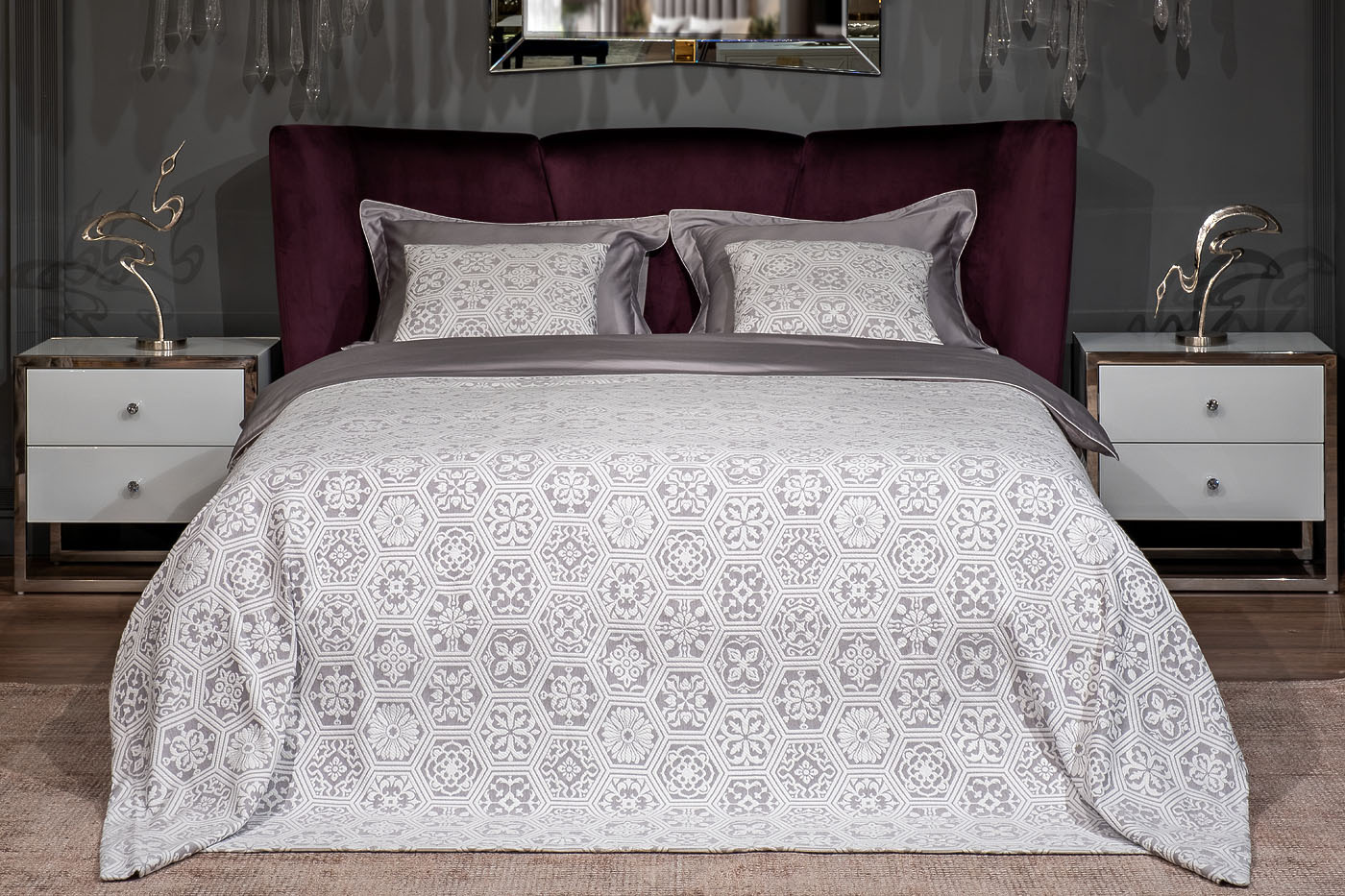 Наволочка декоративная "Ажур" 50х50см серая Garda Decor 16AMR-MTS5050-NAV SER