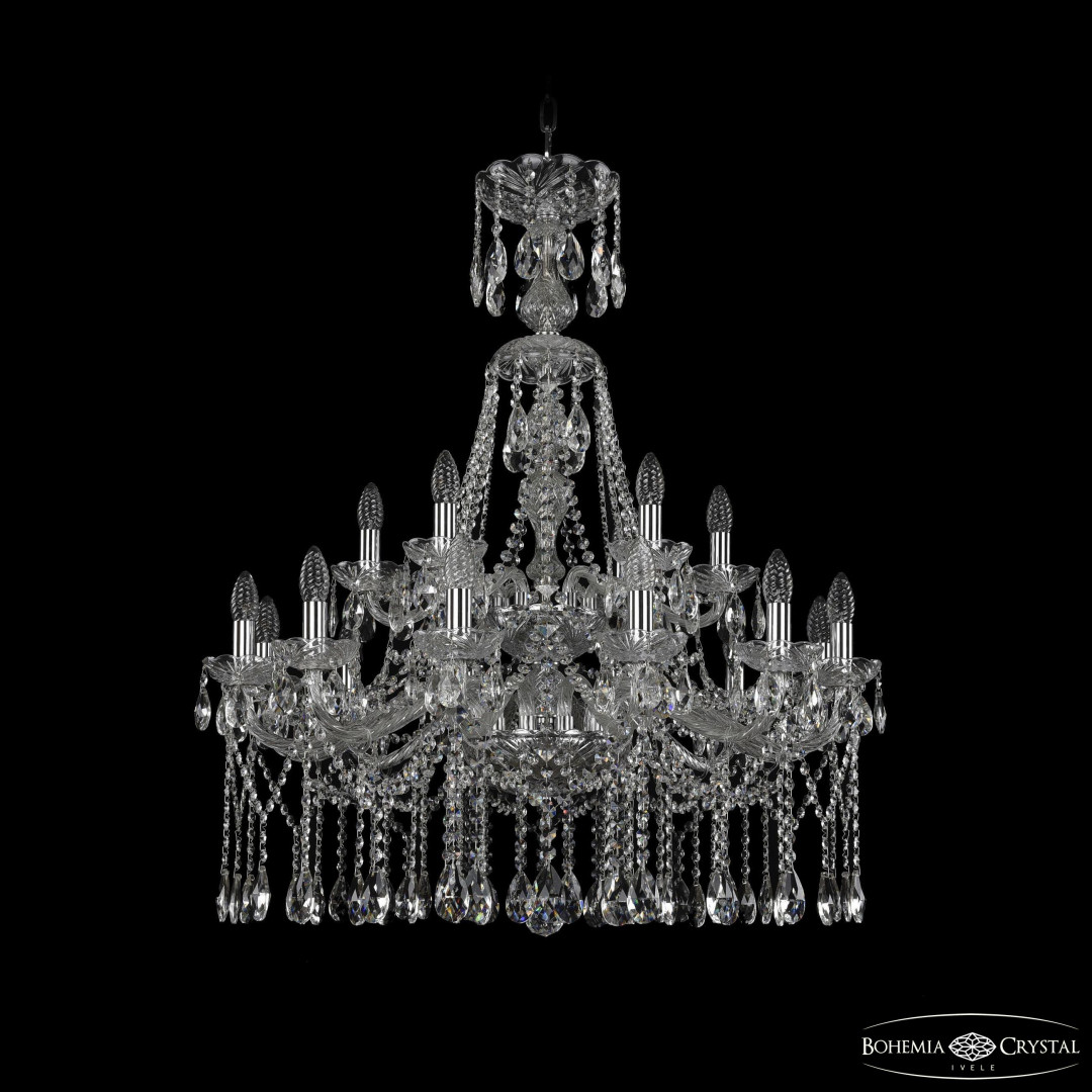 Люстра хрустальная 1413/12+6/300/XL-96/2d Ni