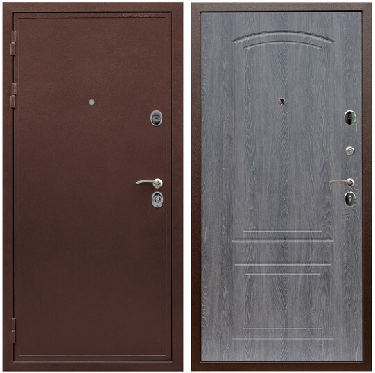 Дверь входная Graf Лондон Антик медь / МДФ 6 мм ФЛ-138 Дуб Филадельфия графит