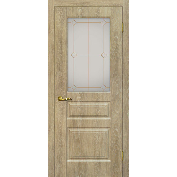 Межкомнатная дверь Graf Версаль-2 Сатинат, контурный полимер золото Дуб песочный (2000 х 600)
