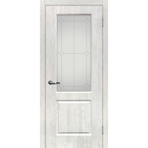 Межкомнатная дверь Graf Версаль-1 Сатинат, контурный полимер серебро Дуб жемчужный (2000 х 900)