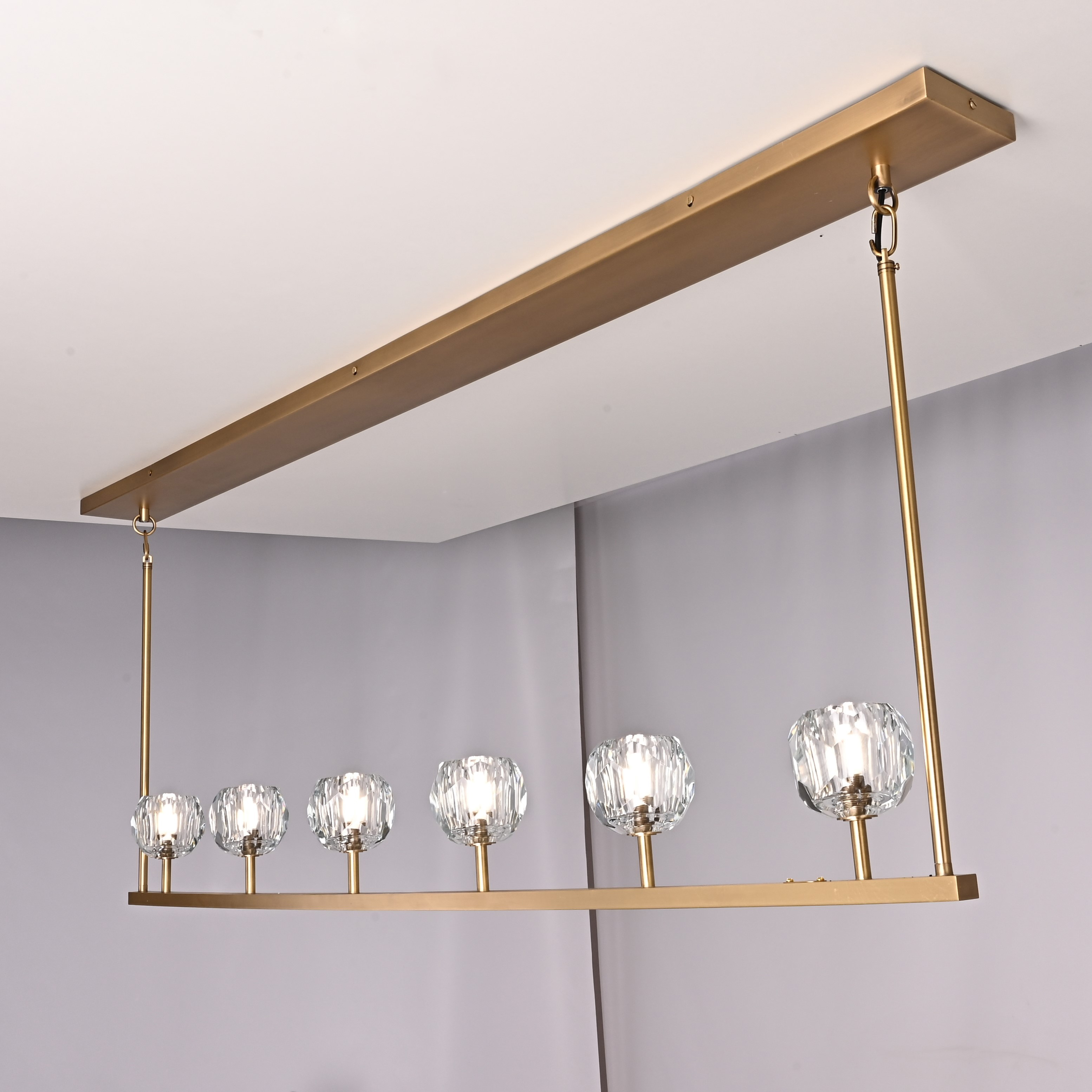 Люстра RH Boule De Cristal Linear Chandelier 6 Bronze by ImperiumLoft