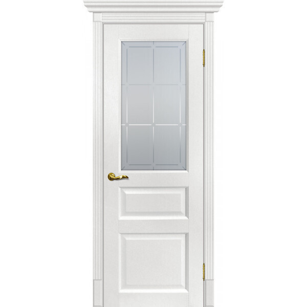 Межкомнатная дверь Graf Тоскана-2 Сатинат с художественным рисунком решетка Пломбир (2000 х 900)