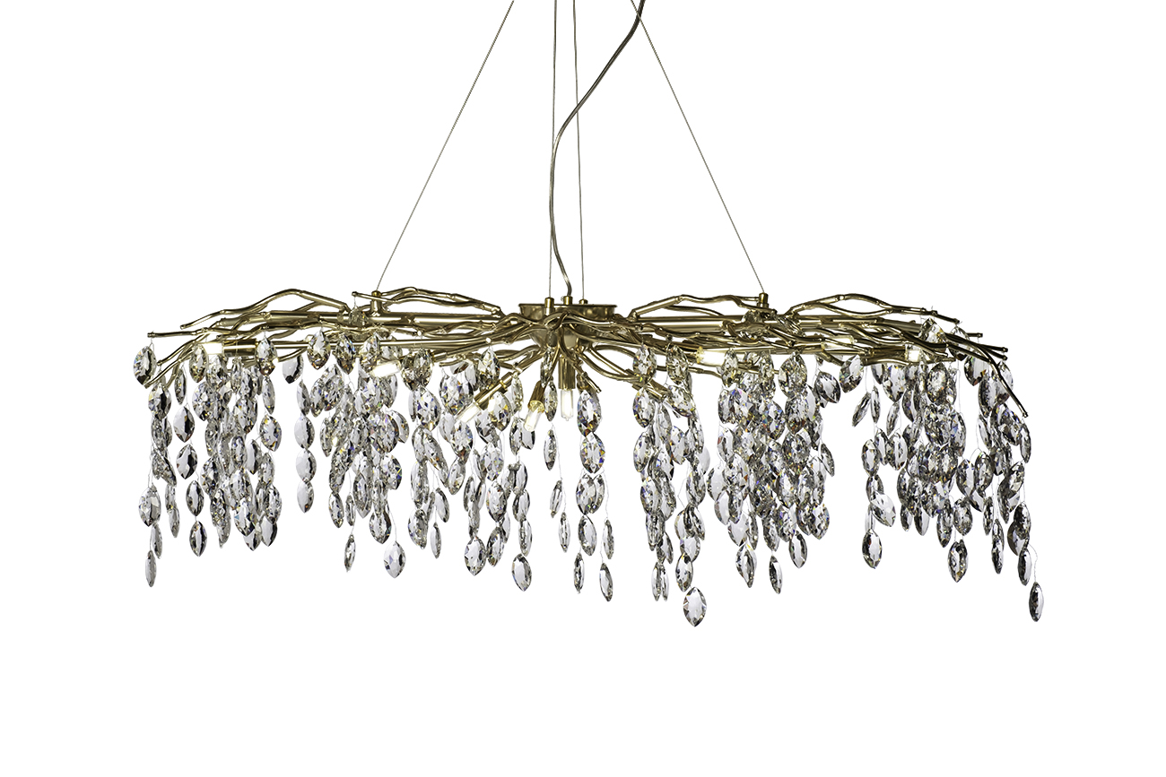 Люстра со стеклянными подвесами золото Garda Decor 86-80681