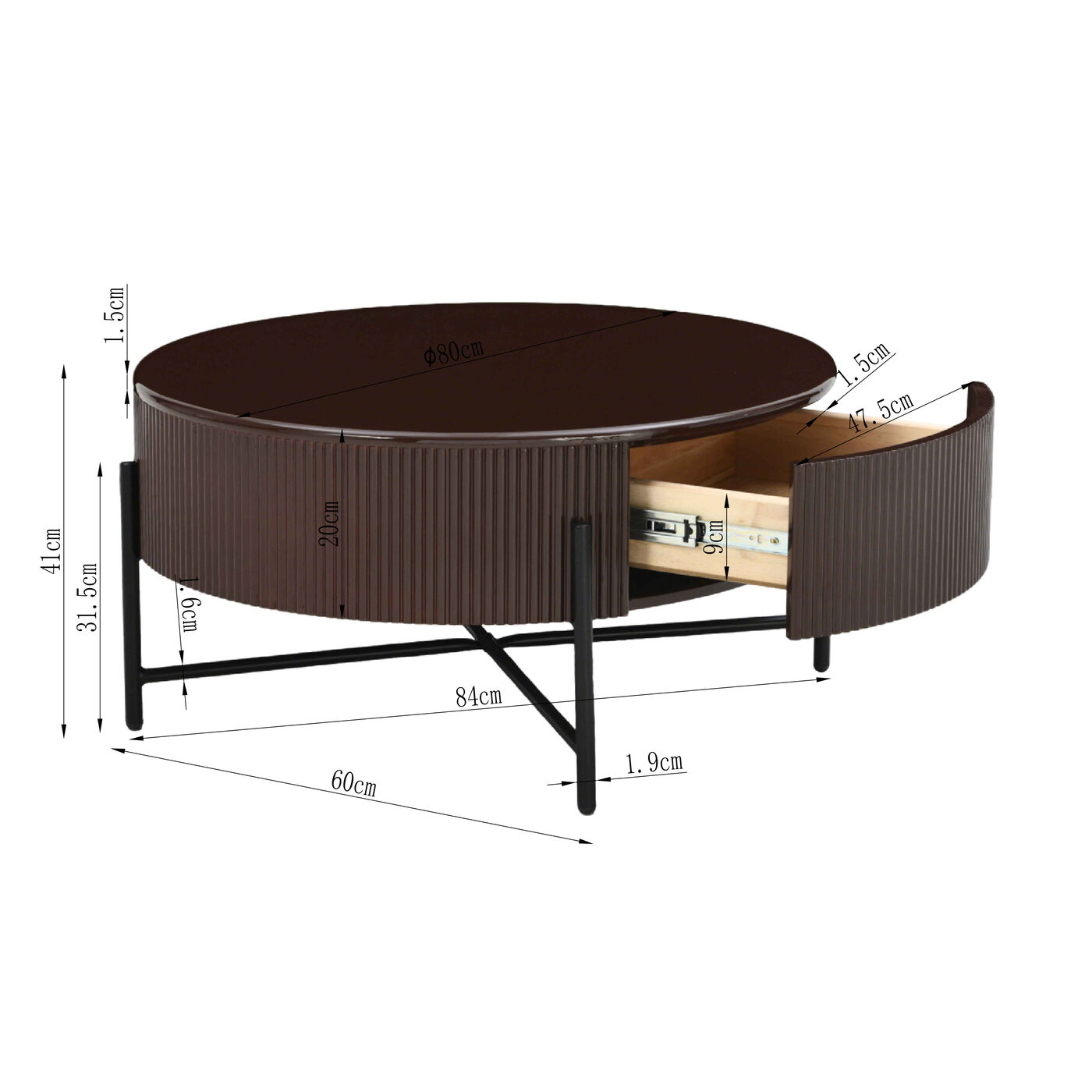 Стол кофейный Riffle Ø80cm KARE 70805
