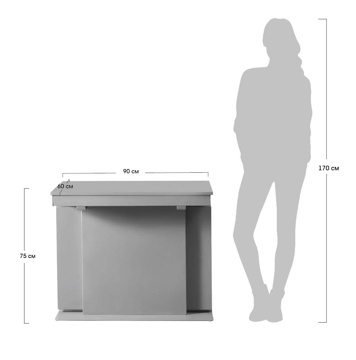 Стол раздвижной LUNGO 60-300х90х75см серый Bradex Home FR 0585