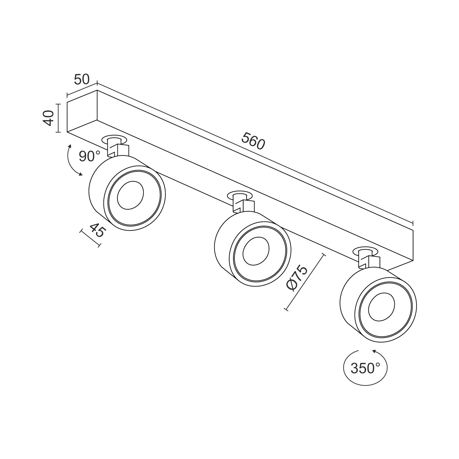 Накладной  светодиодный светильник Ledron SAGITONY  E3 S75 Black