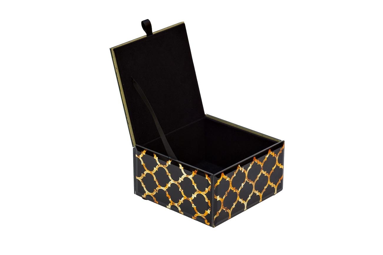 Шкатулка стеклянная золотистая Garda Decor KFJ314