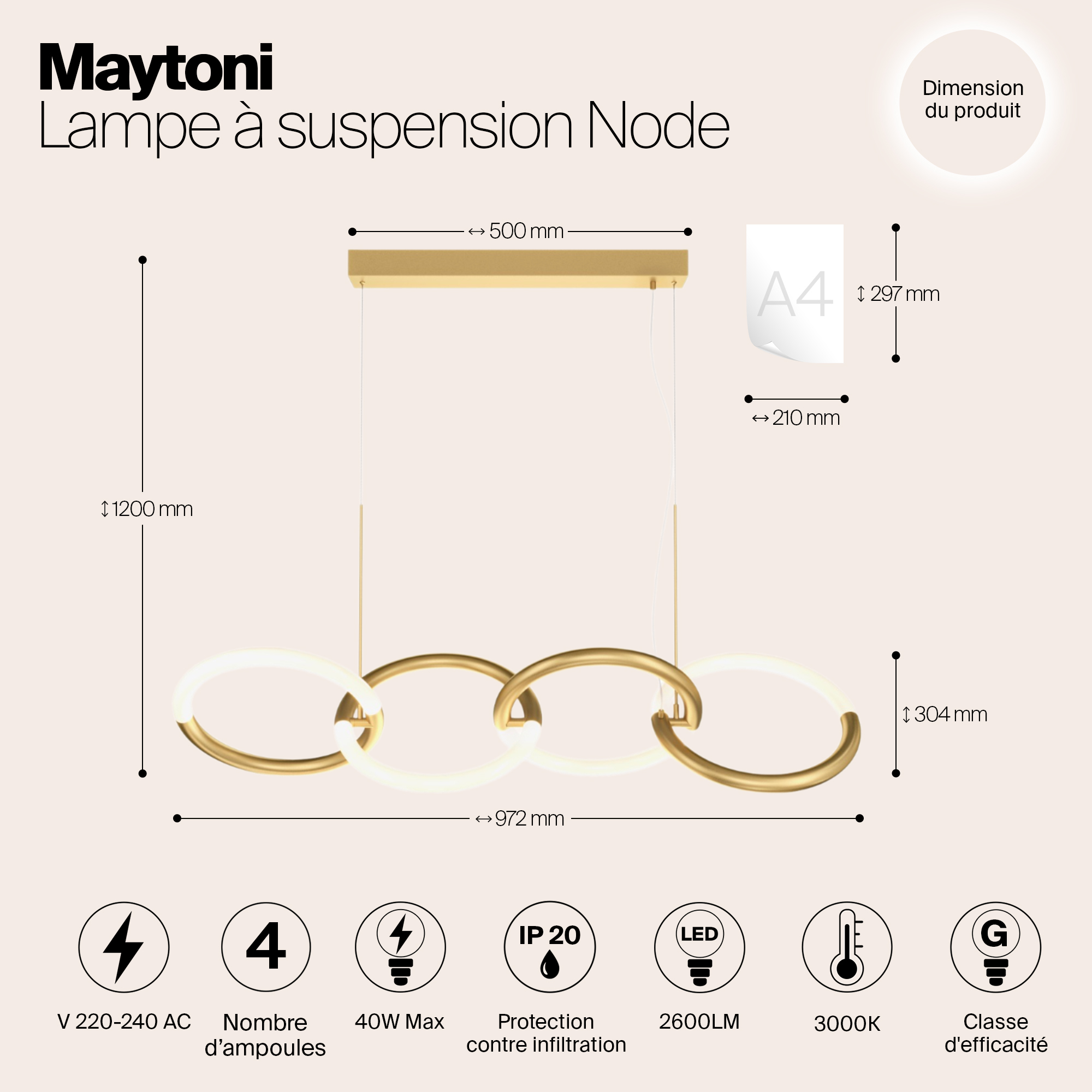Подвесной светильник Maytoni MOD165PL-L40G3K