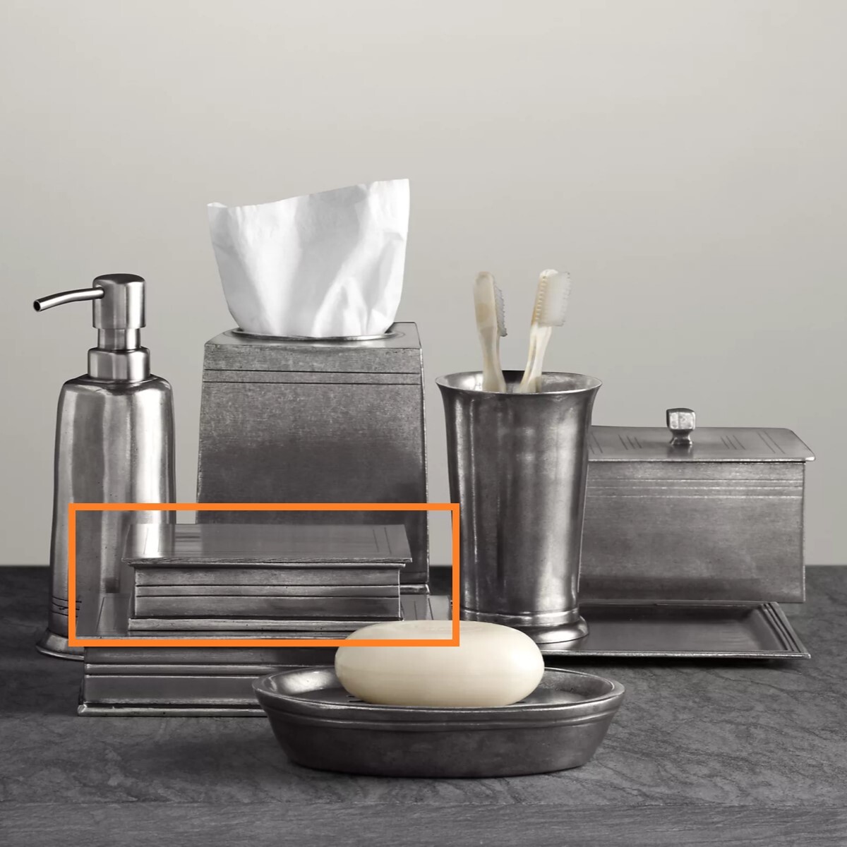 Коробка Restoration Hardware Apothecary Pewter Small