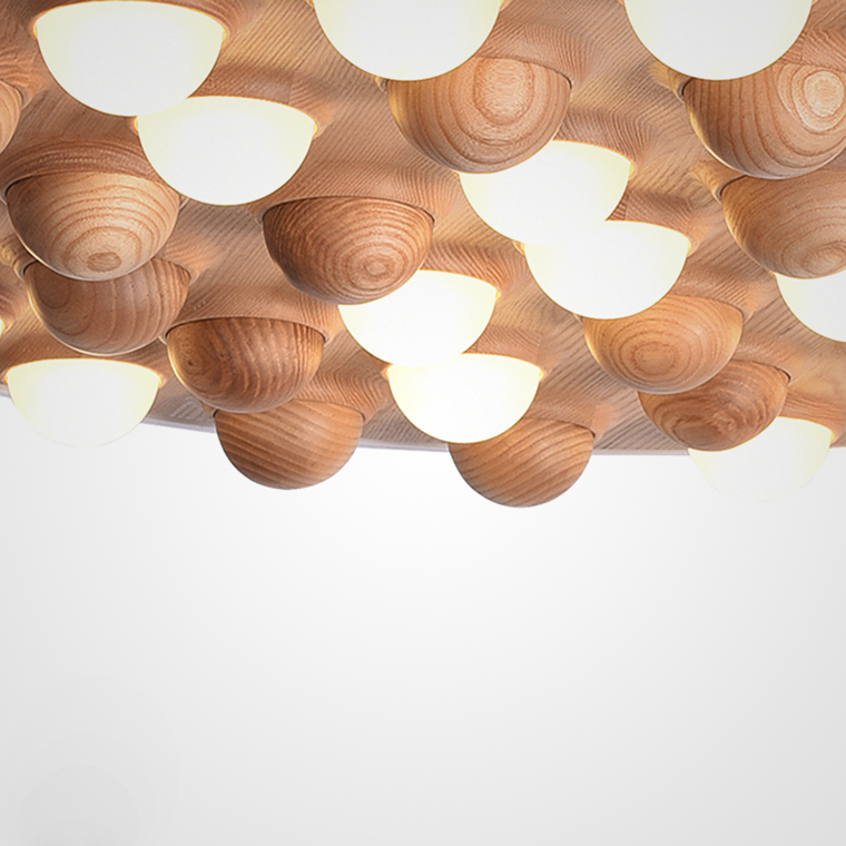 Потолочная люстра PIE D80 White/Dark wood by ImperiumLoft
