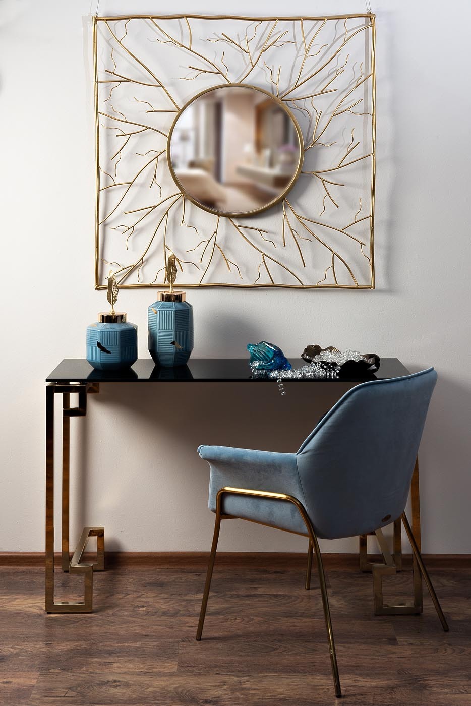 Консоль черное стекло/золото Garda Decor 13RXC3049-GOLD