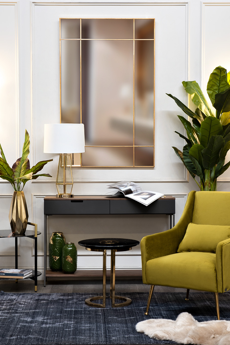 Зеркало прямоугольное в золотой раме Garda Decor KFG047