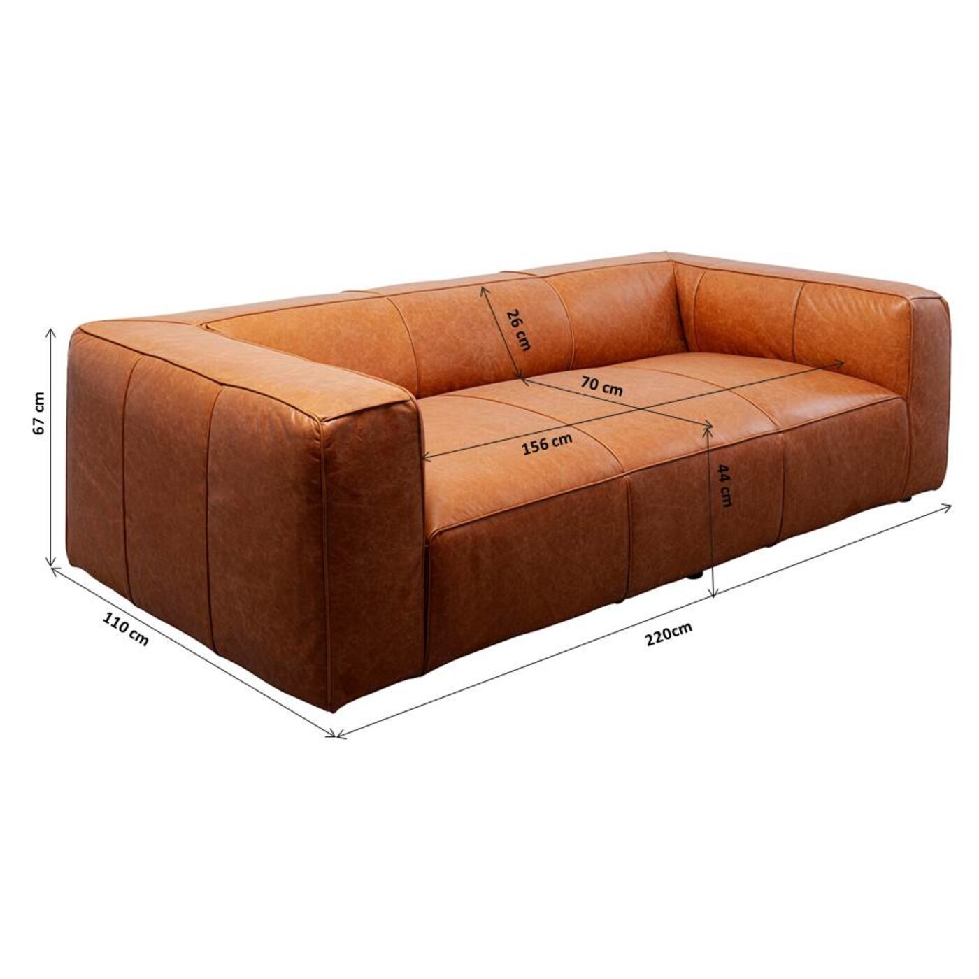 Диван трехместный Cubetto 3-Seater Light Brown 220 см KARE 87792