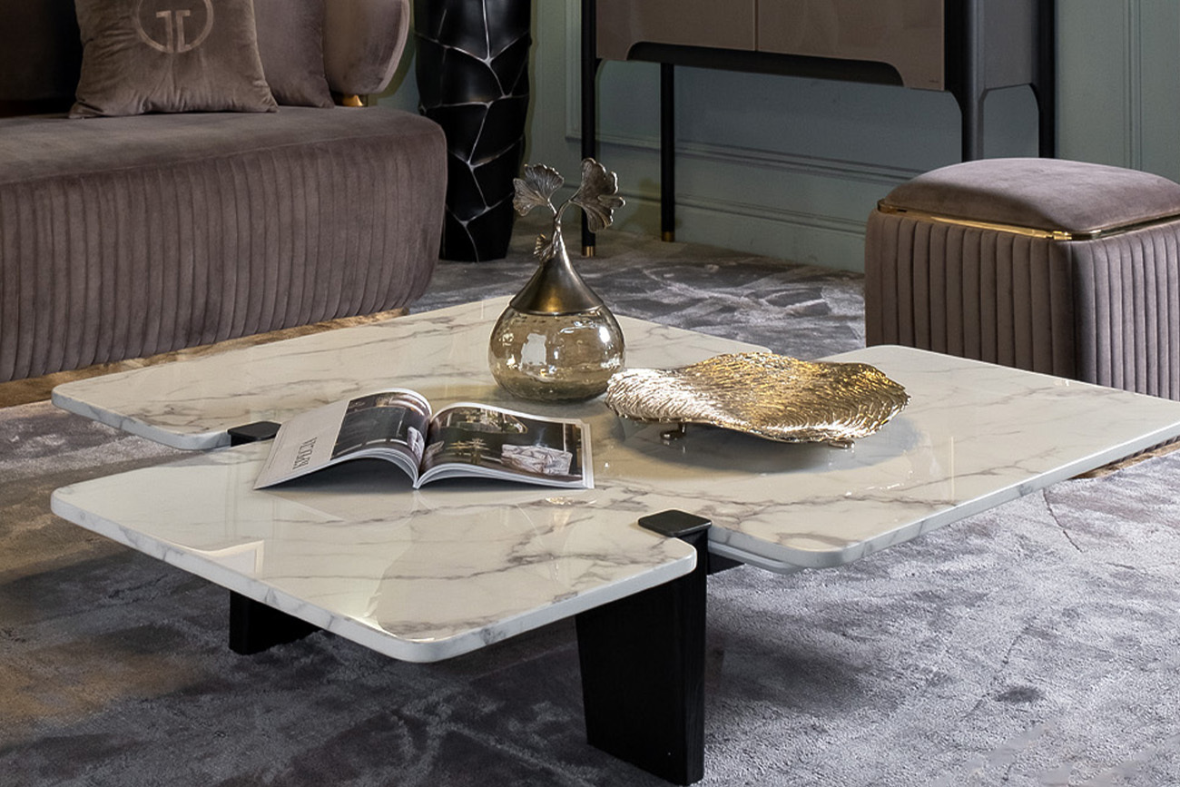 Стол журнальный белый искусственный мрамор Garda Decor 77IP-13012STOL/ZH