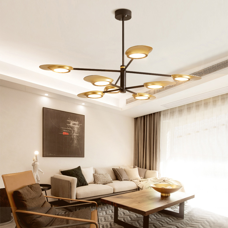 Люстра на штанге INGEL D110 6 lamps Black/White by ImperiumLoft