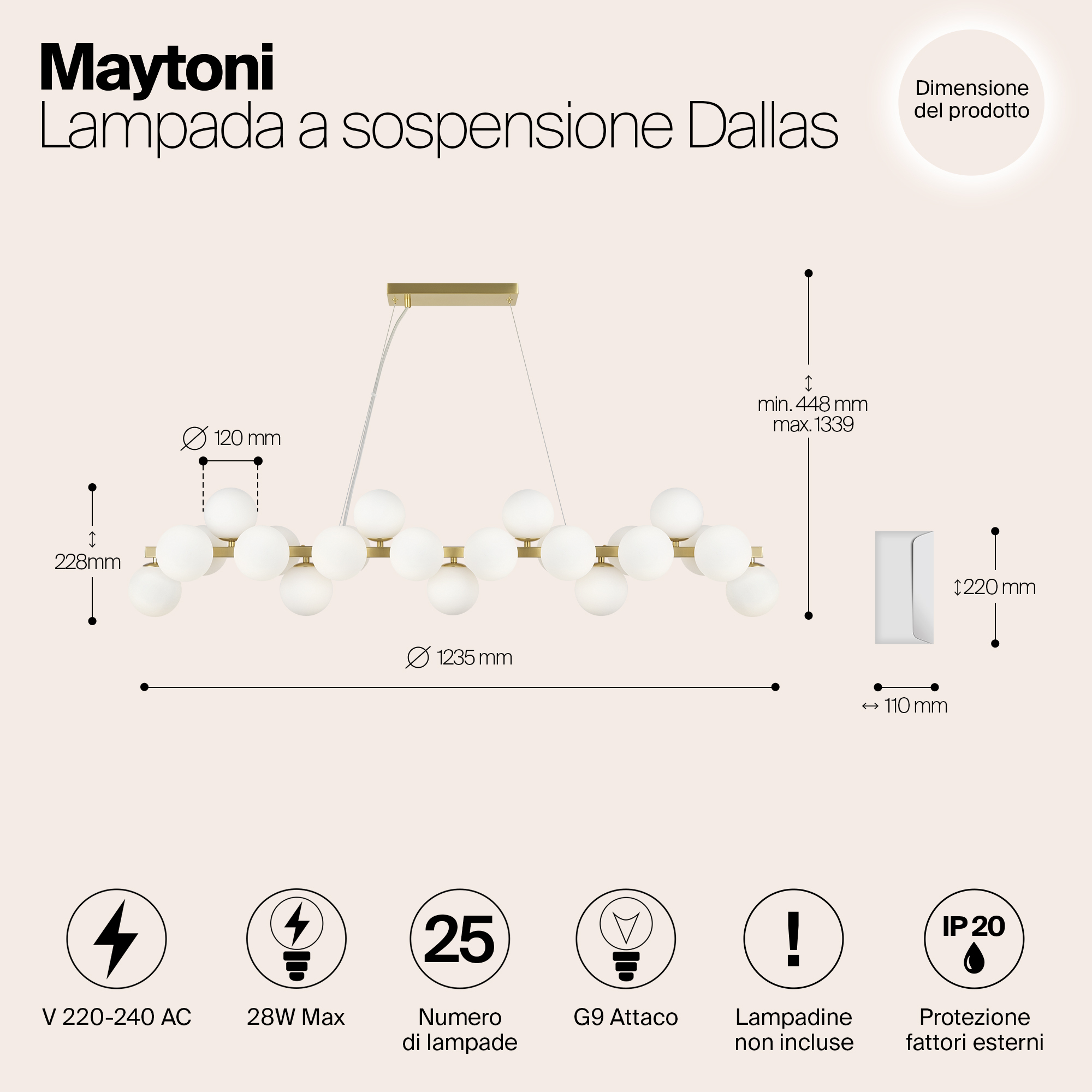 Подвесной светильник Maytoni MOD547PL-25BS