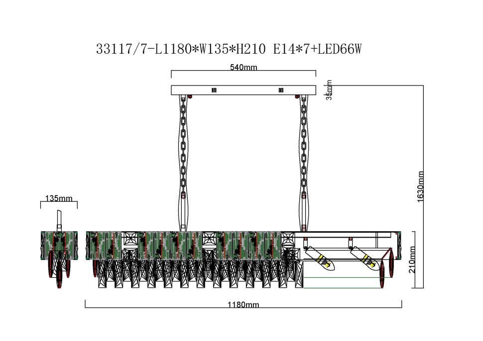 Люстра подвесная Fluorite FL1088-7PL