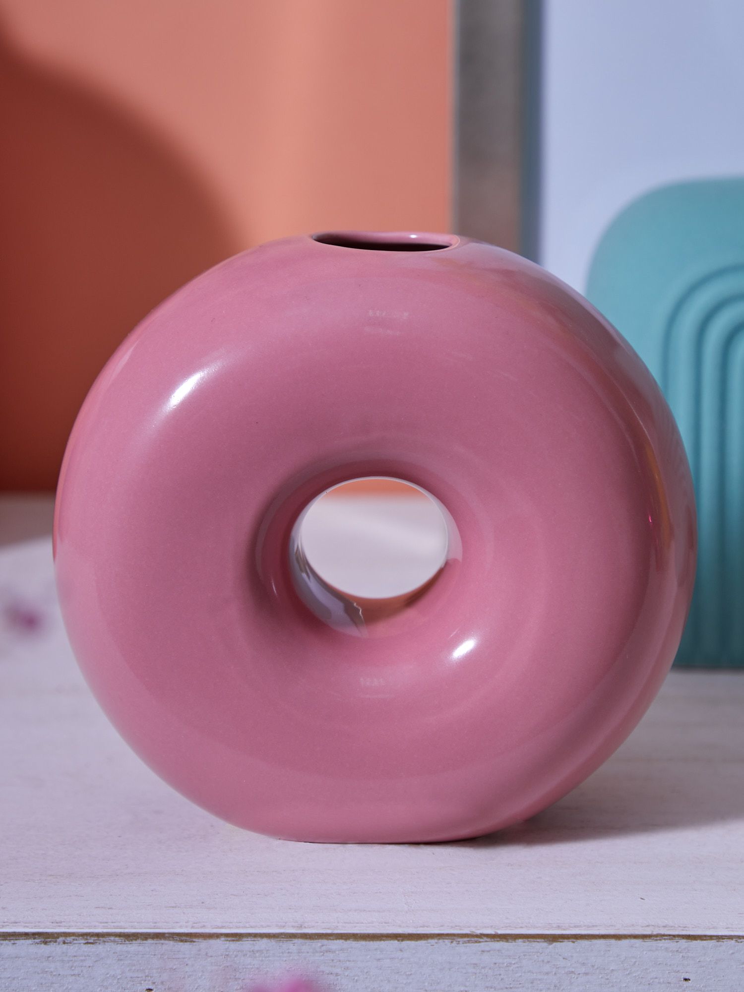 Ваза Пончик розовый Glasar 68-022
