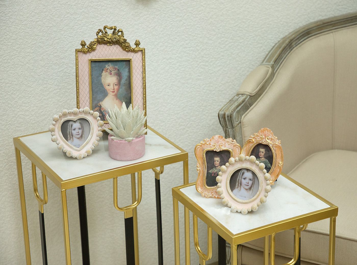 Столики интерьерные с белым мрамором, набор, Glasar 54-133/132