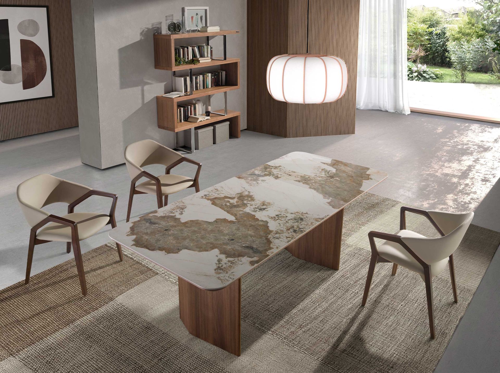 Обеденный стол 1129/437-T из мраморной керамики и ореха Angel Cerda