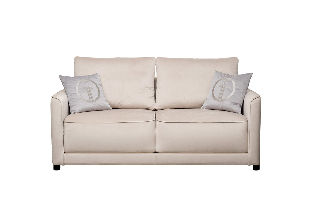 Диван двуестный раскладной светло-серый с кантом Garda Decor PORTOFINO-180-Colt030+Colt025