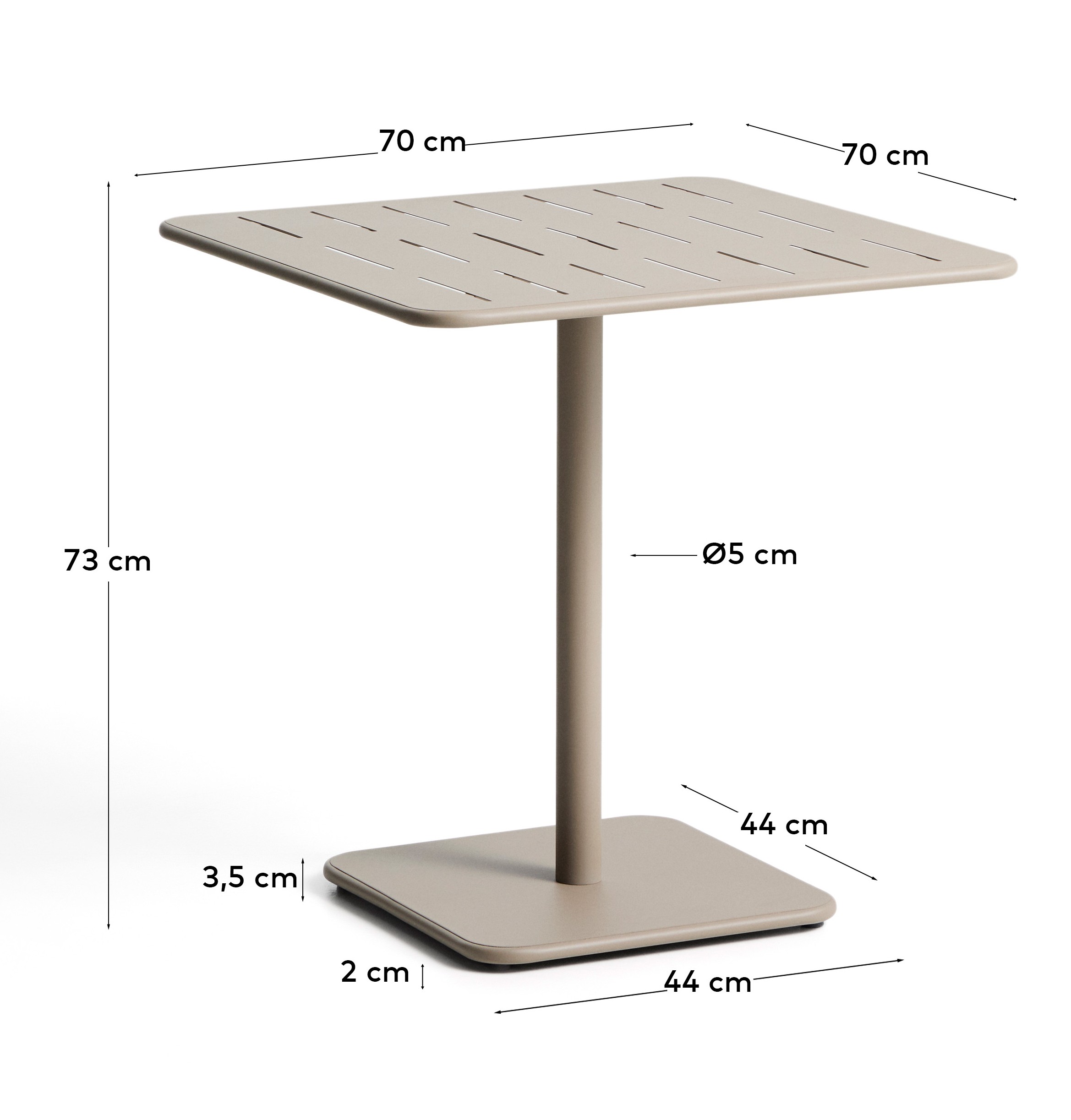 Уличный стол Brai из оцинкованной стали бежевого цвета, 70 x 70 см La Forma 482205