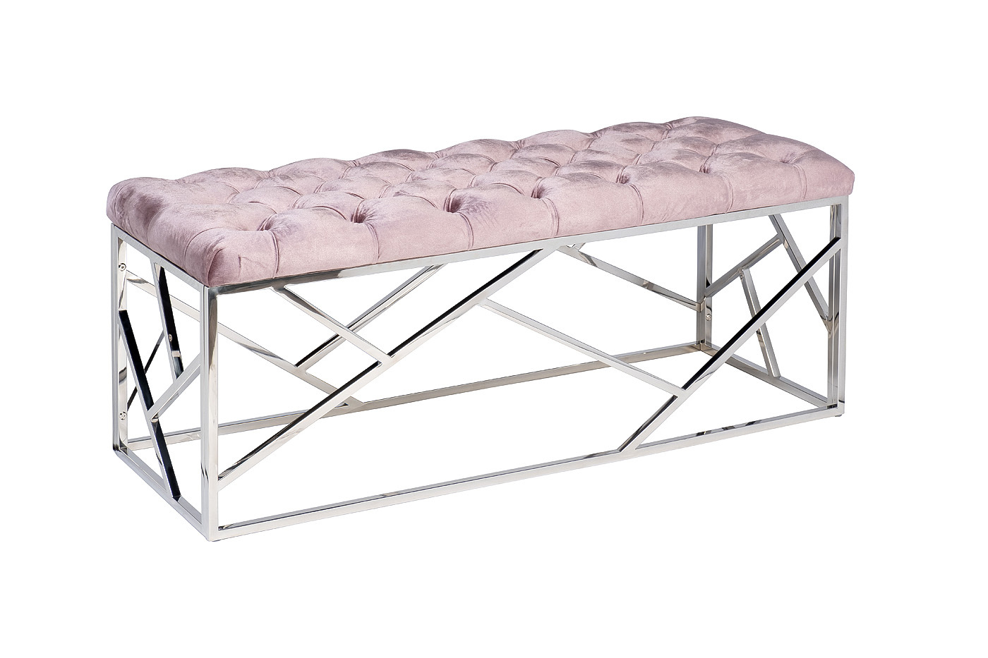Банкетка велюровая темно-розовая/хром Garda Decor GY-BEN7834-DPK