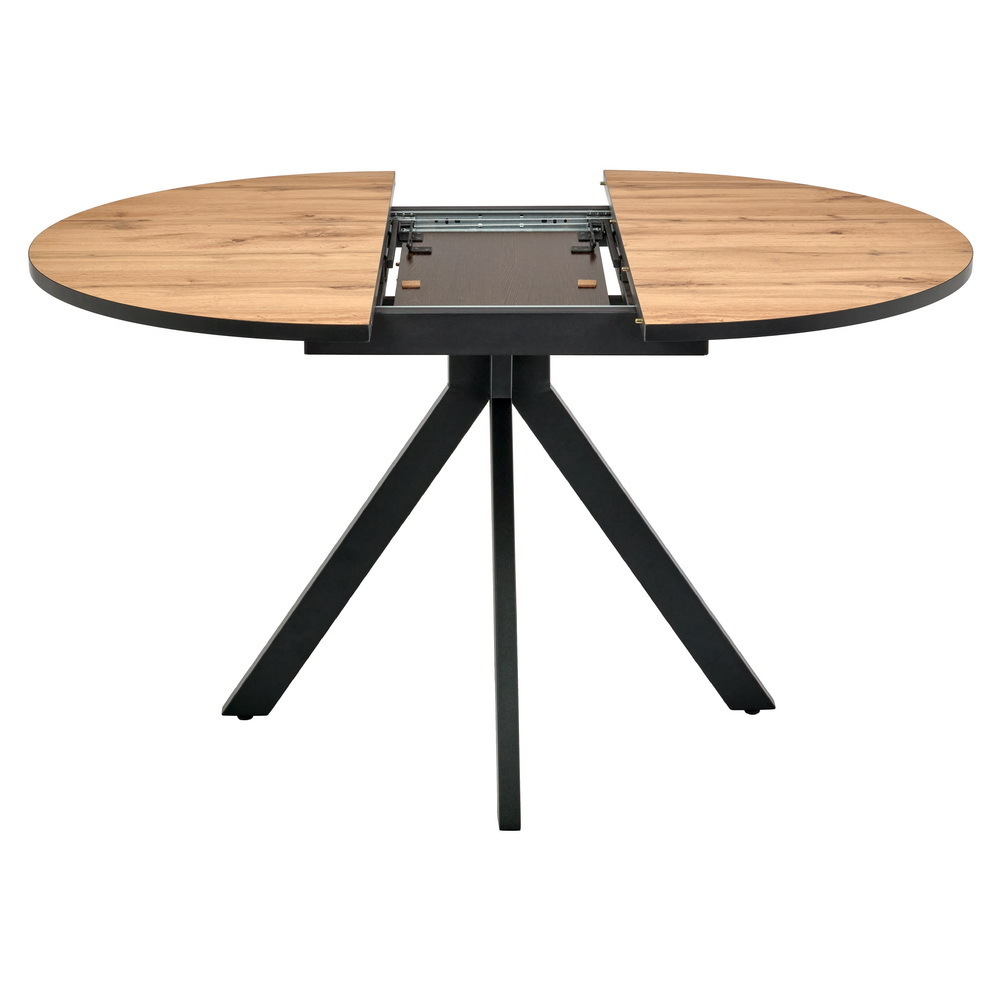 Стол Rudolf круглый раскладной 100-130x100x75см, Дуб Вотан, чёрный Bradex Home RF 0301