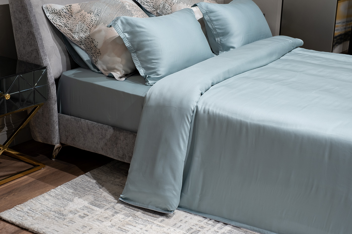 Простыня тенсель 240х180см бирюзовая Garda Decor 144HF-70604