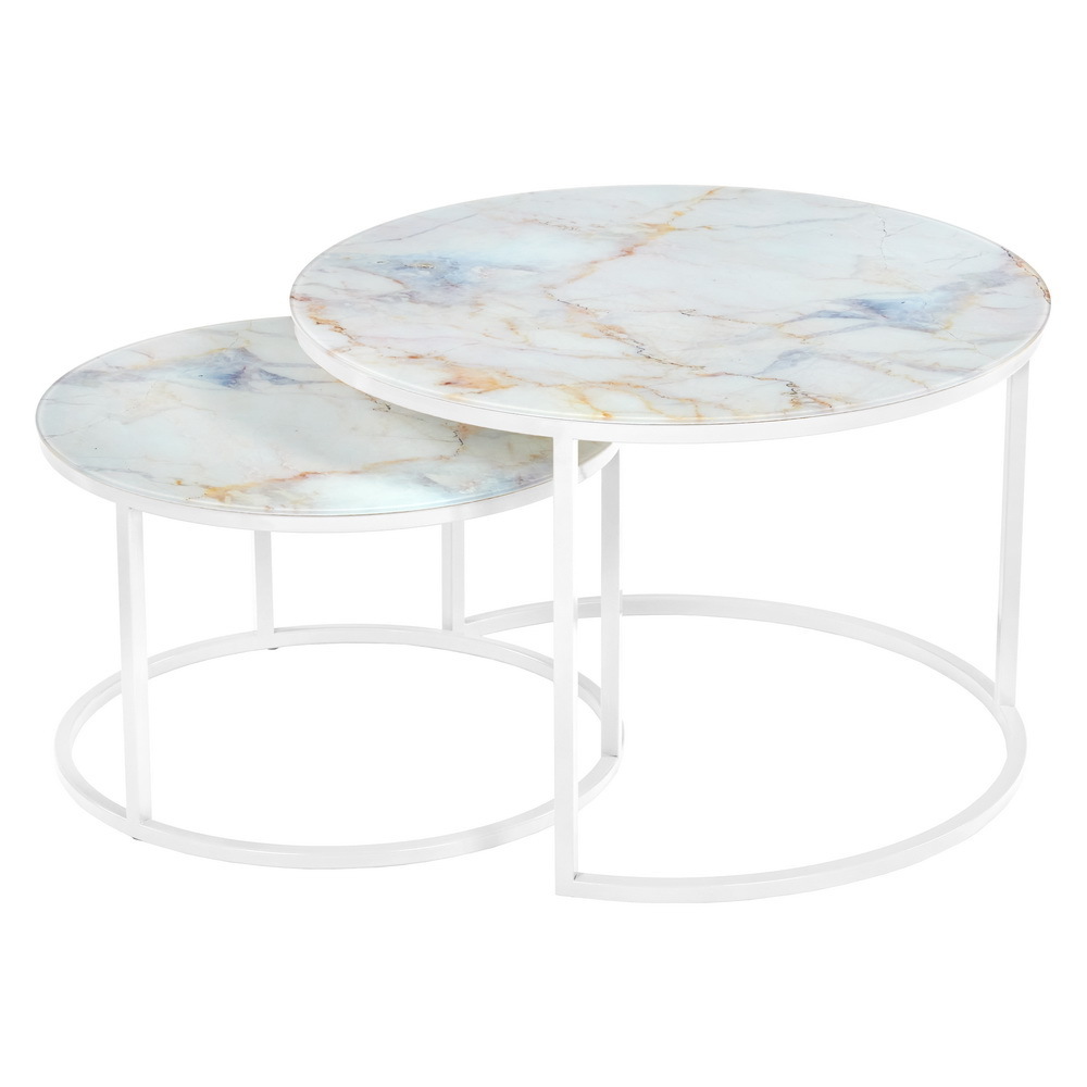 Набор кофейных столиков Tango бежевый мрамор с белыми ножками, 2шт Bradex Home RF 0352