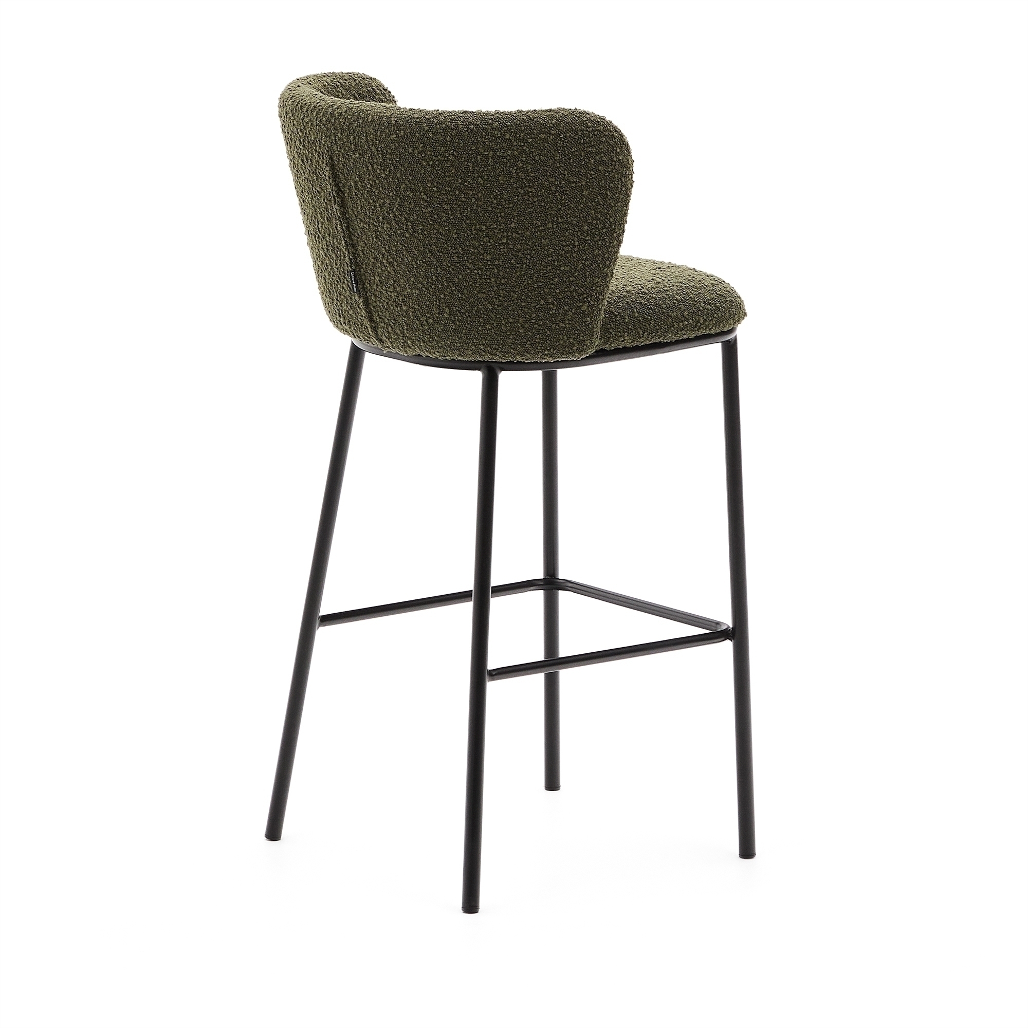 Барный стул Ciselia из зеленого букле и черной стали, 75 см La Forma (ex Julia Grup)