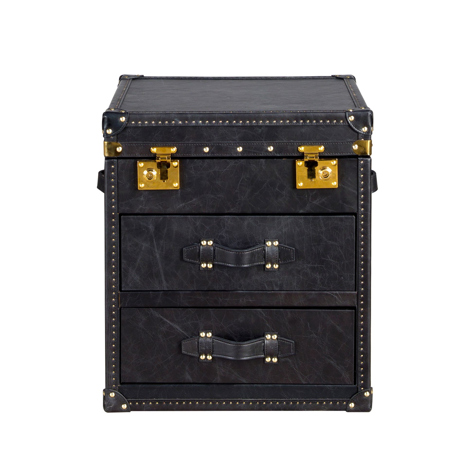 Черный кожаный столик-чемодан 7184 Angel Cerda