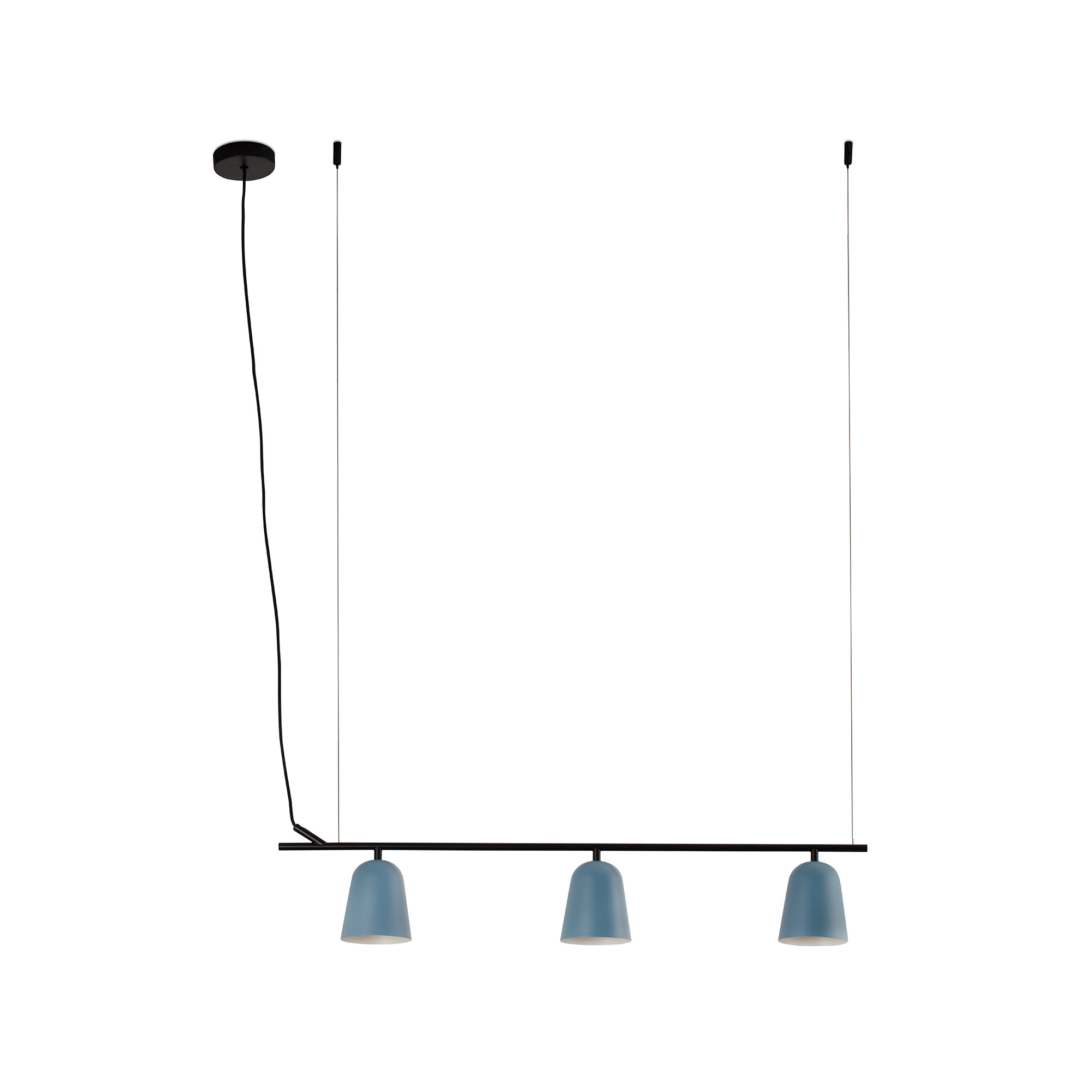 Линейный подвес STUDIO S с синими абажурами 3xE14 Faro