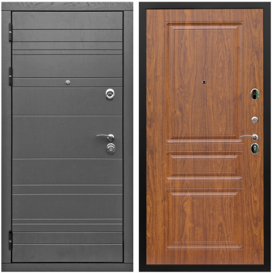 Дверь входная Graf Роял Вуд МДФ 10 мм Роял Вуд графит / МДФ 16 мм ФЛ-243 Мореная береза
