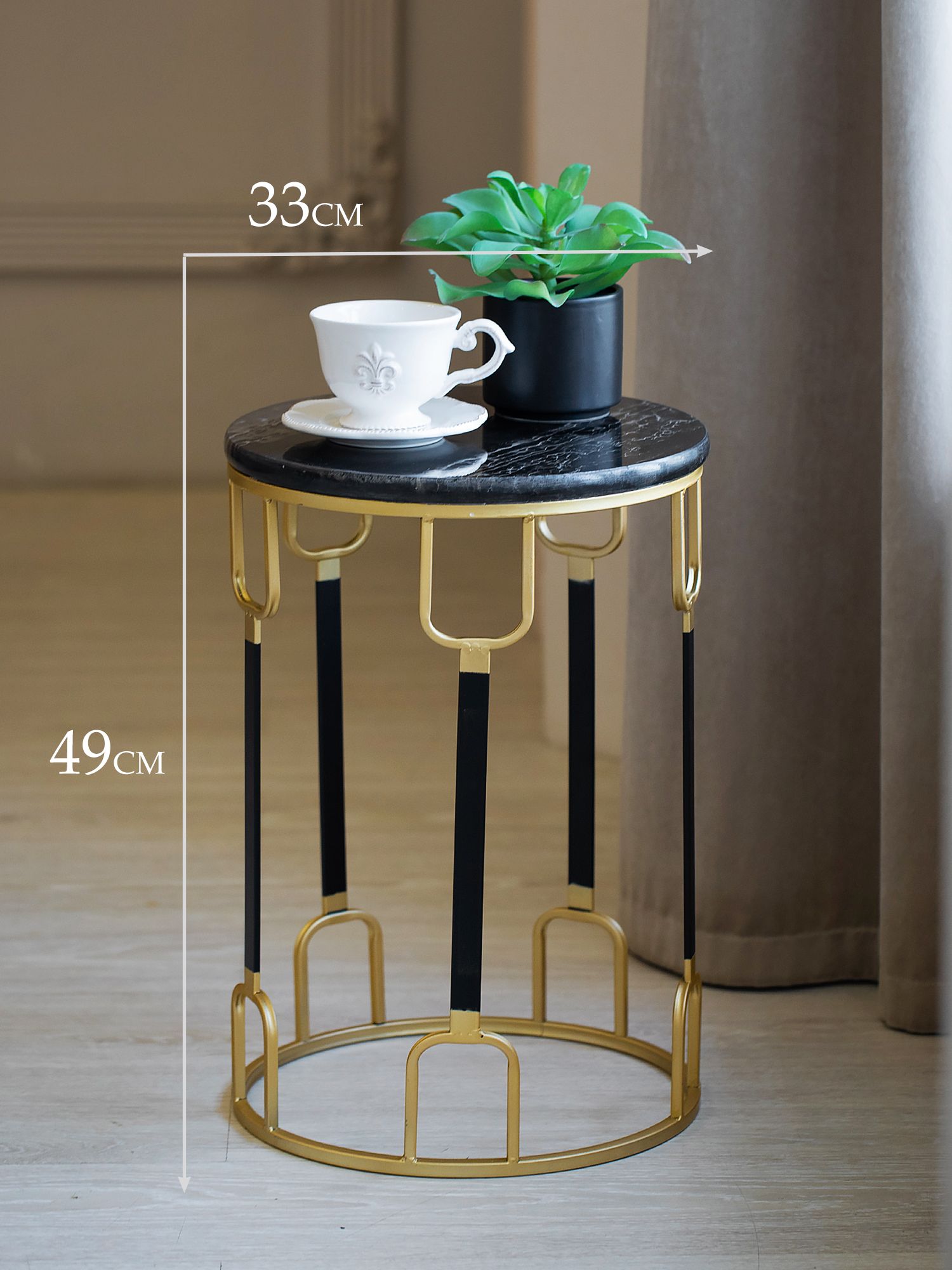 Столик интерьерный с черным мрамором Glasar 54-143