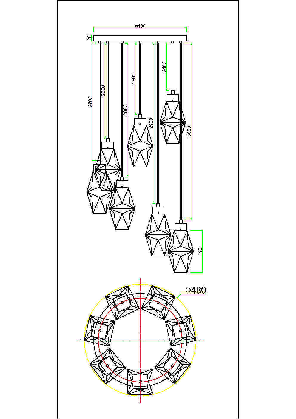 Подвесной светильник Maytoni MOD325PL-07G