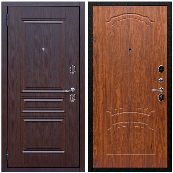 Дверь входная Graf Экстра МДФ 10 мм ФЛ-243 Лиственница шоколад / МДФ 6мм ФЛ-140 Мореная береза