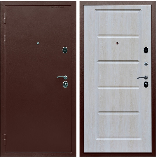 Дверь входная Graf Люкс ТП-70 Антик медь / МДФ 16 мм ФЛ-39 Дуб Филадельфия крем