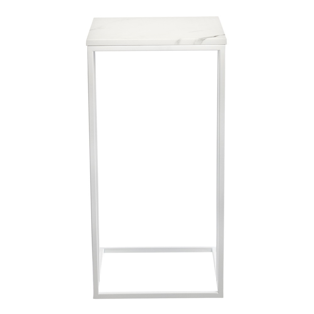 Придиванный столик Loft 35x35см, белый мрамор с белыми ножками Bradex Home RF 0356