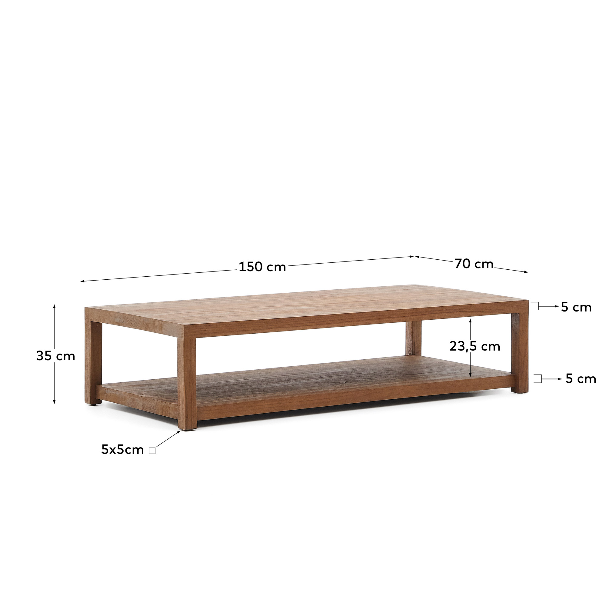 Журнальный столик Sashi из массива тикового дерева 150 x 70 см La Forma (ex Julia Grup)