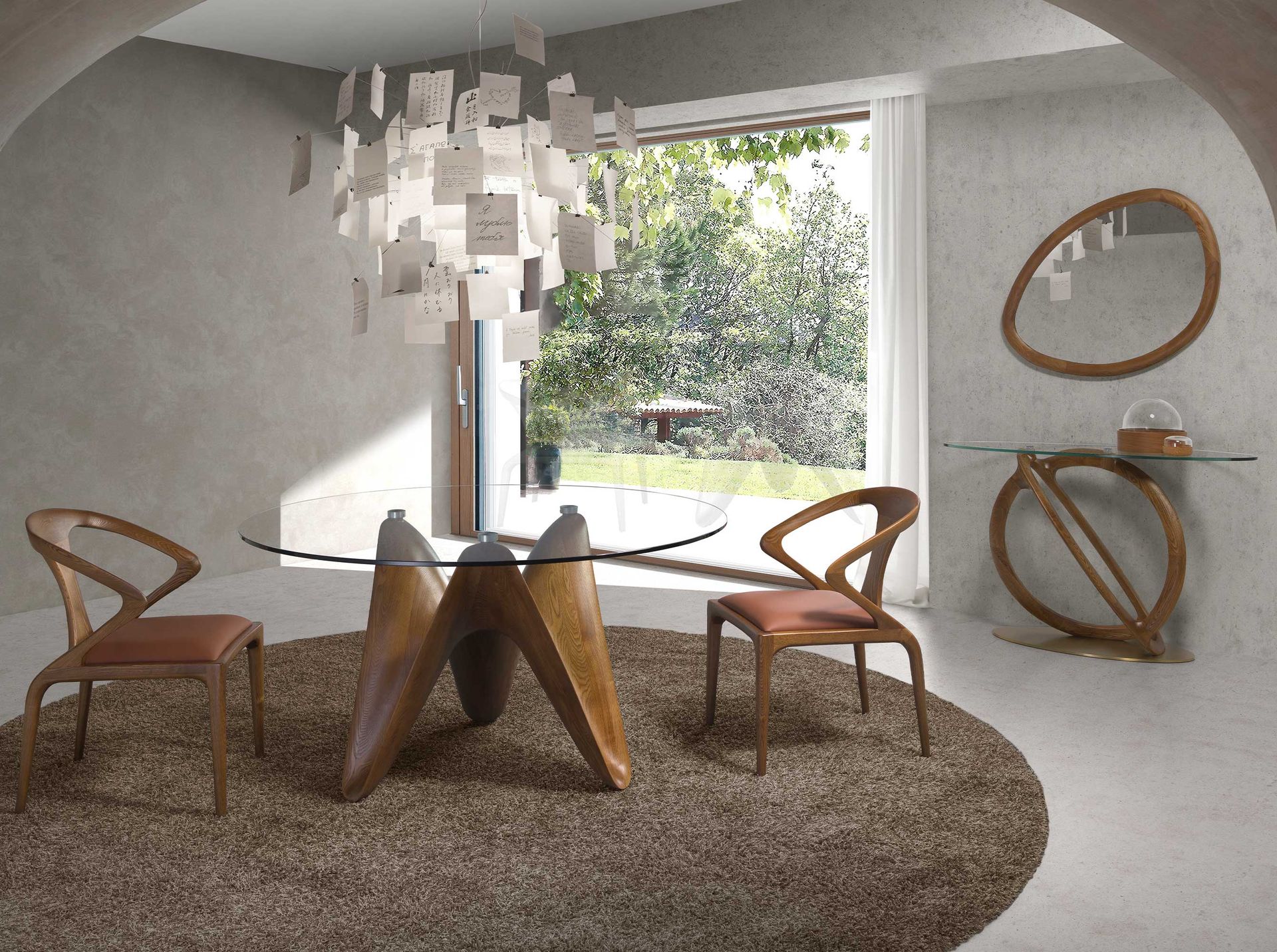 Консоль 3246/CON16171 из закаленного стекла и ореха Angel Cerda