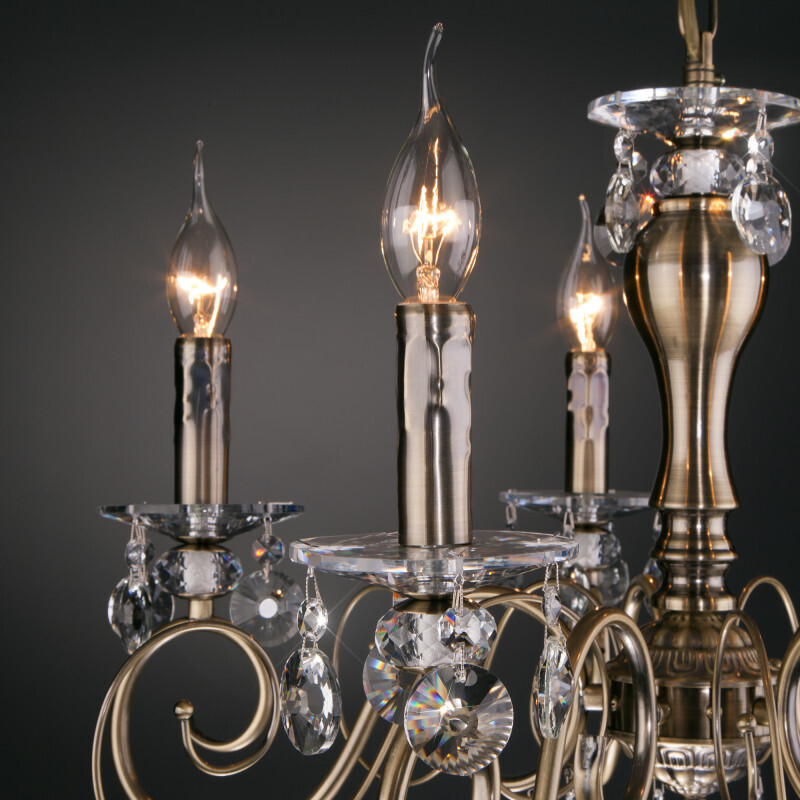 Подвесная люстра Eurosvet 10104/8 античная бронза/прозрачный хрусталь Strotskis