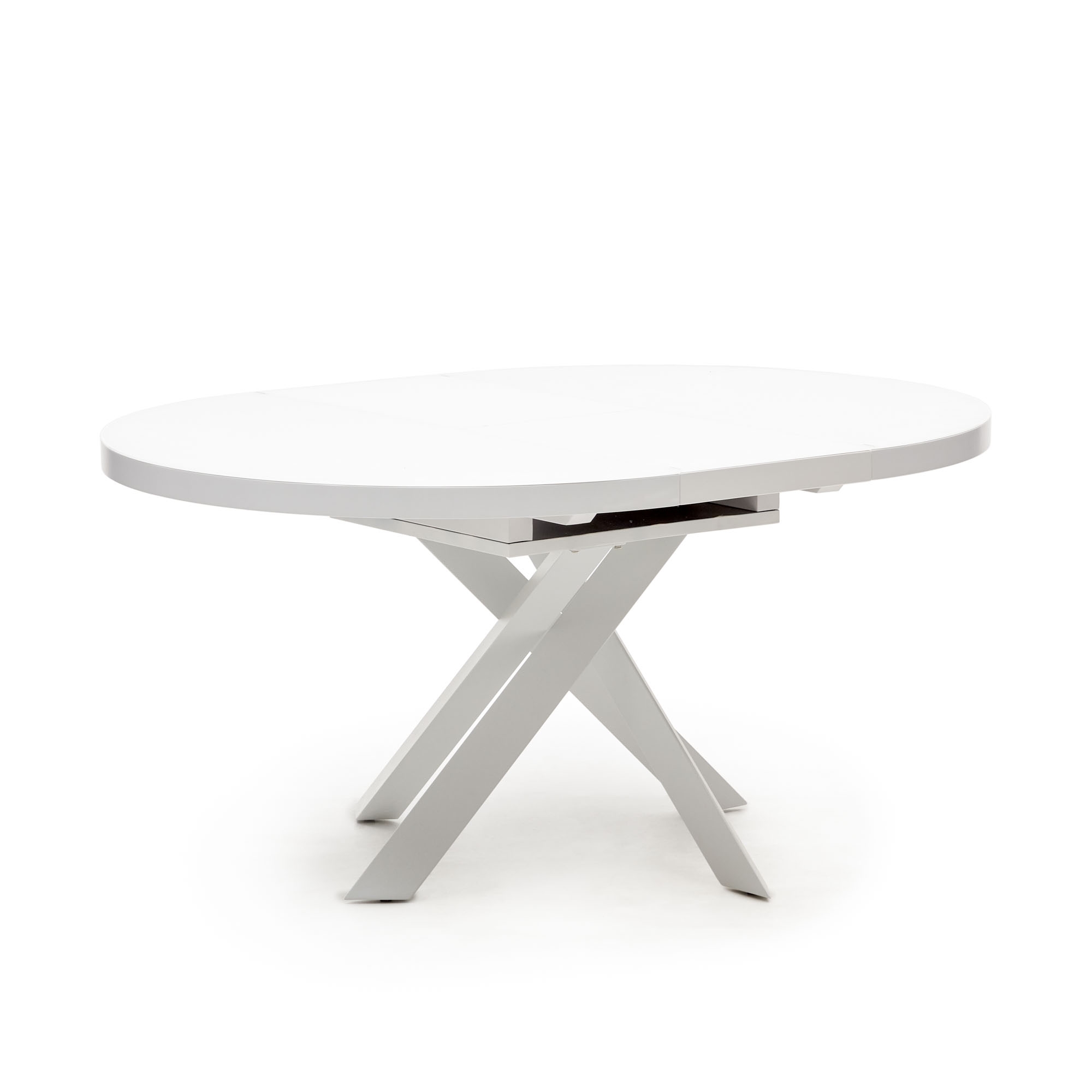 Vashti Раздвижной стол из стекла и МДФ со стальными ножками белого цвета Ø 120(160)x120см La Forma (ex Julia Grup)