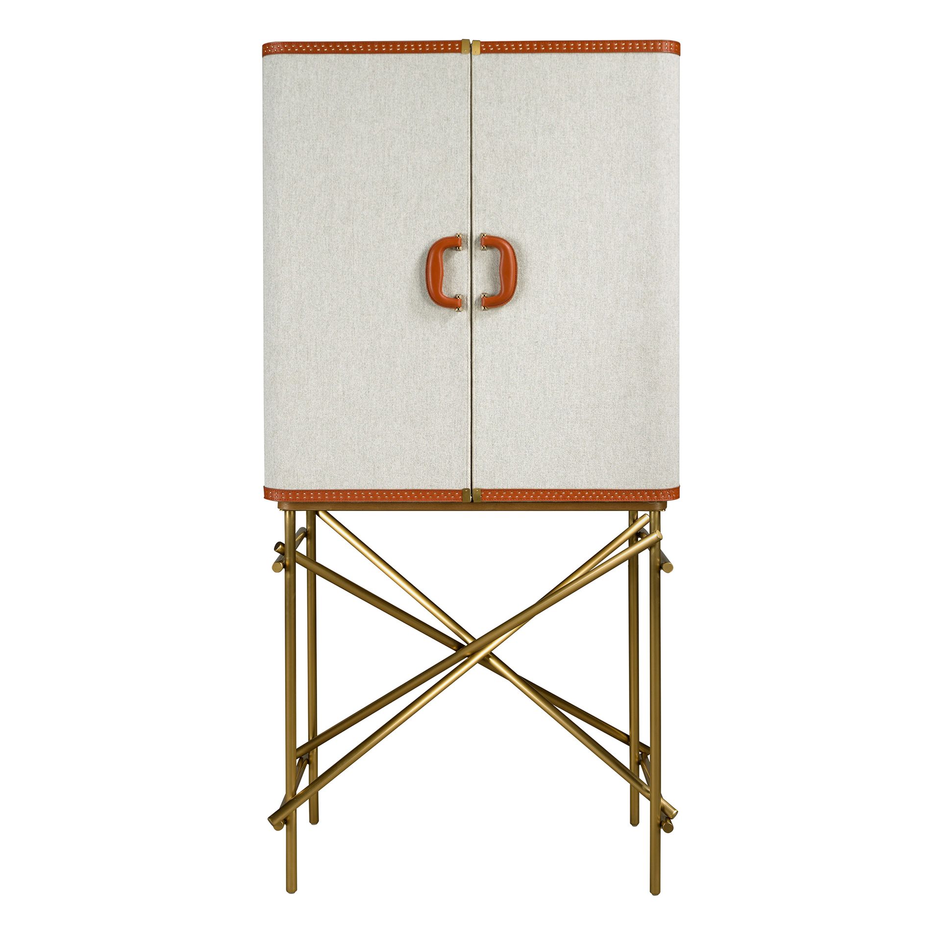 Высокий буфет 3272 из ткани, ореха и полированной золотистой стали Angel Cerda