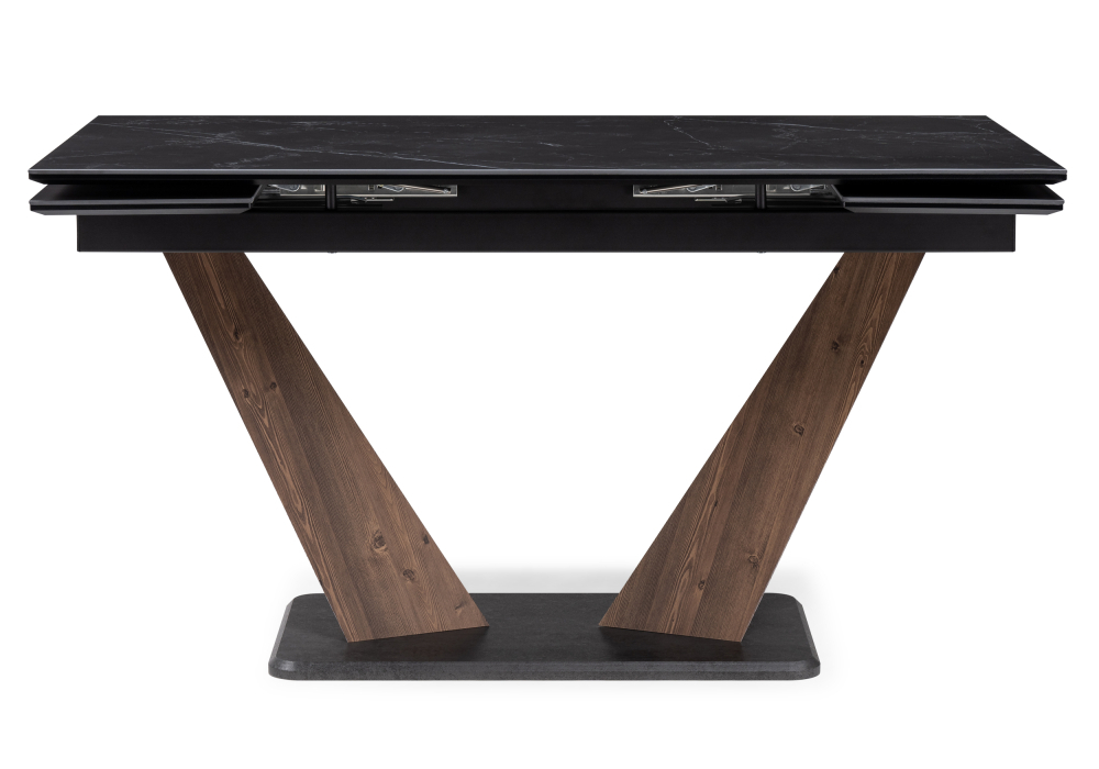 Стол Woodville Кели 140(200)х80х76 черный мрамор / орех кантри / черный 532394