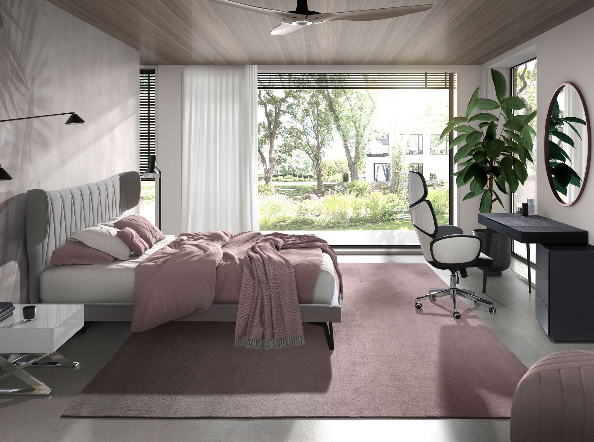 Поворотное офисное кресло 4142/MLM611467 из светло-серой ткани Angel Cerda